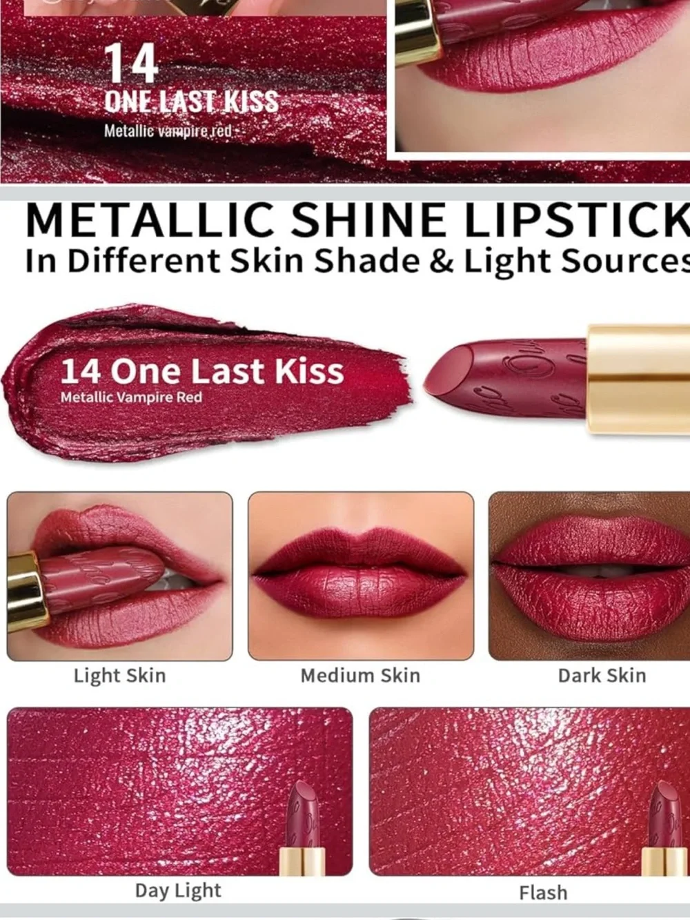 Oulac “One Last Kiss” Metallic Shine Lipstick